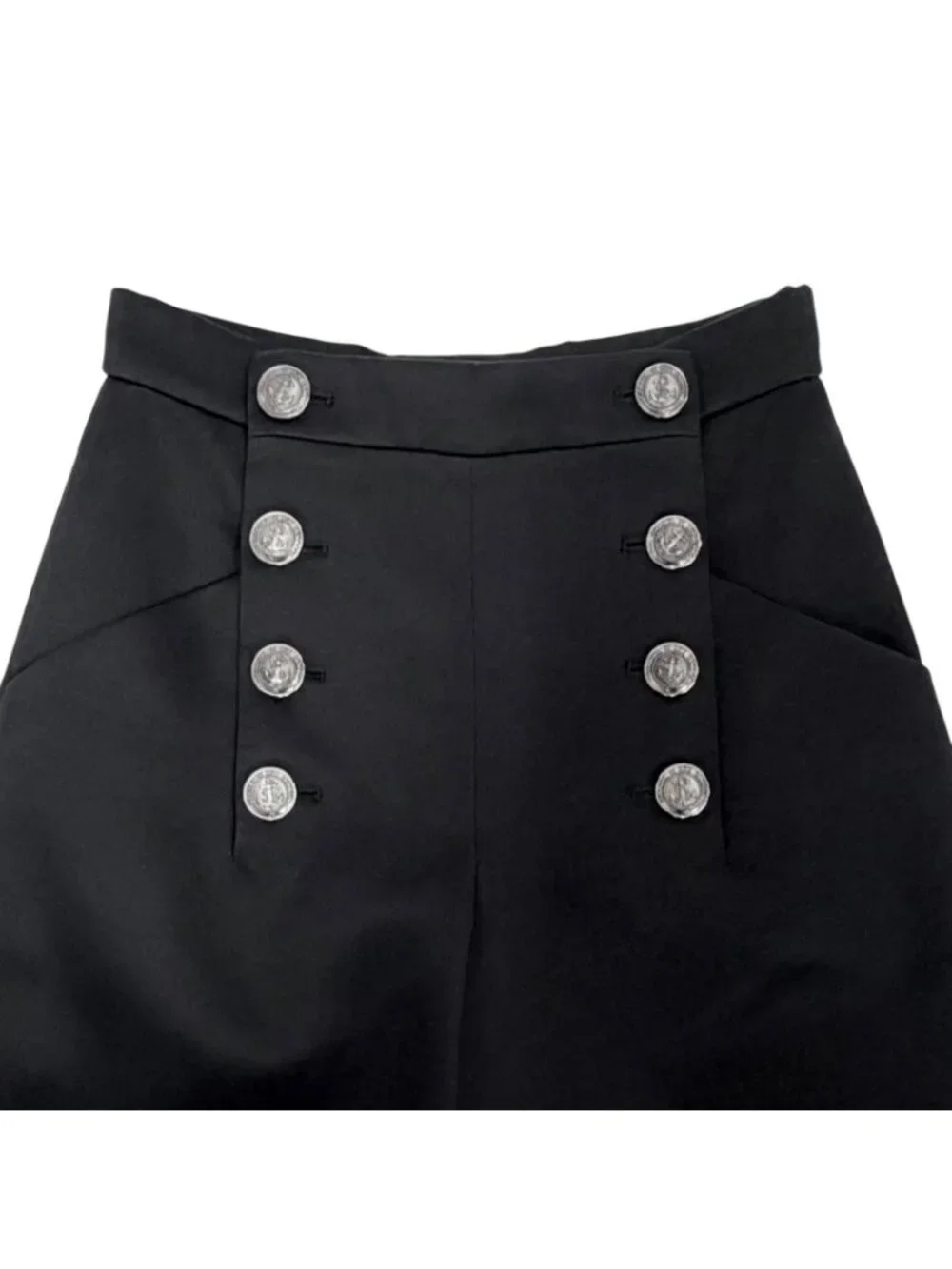 Chanel Cotton 100% CC Logo Anchor Button Wide Pants Black 34